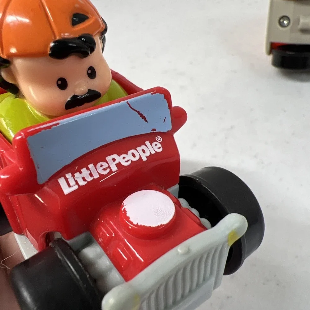 Fisher-Price Little People Wheelies lot of 3 Eddie, Superman, And Hot Rod